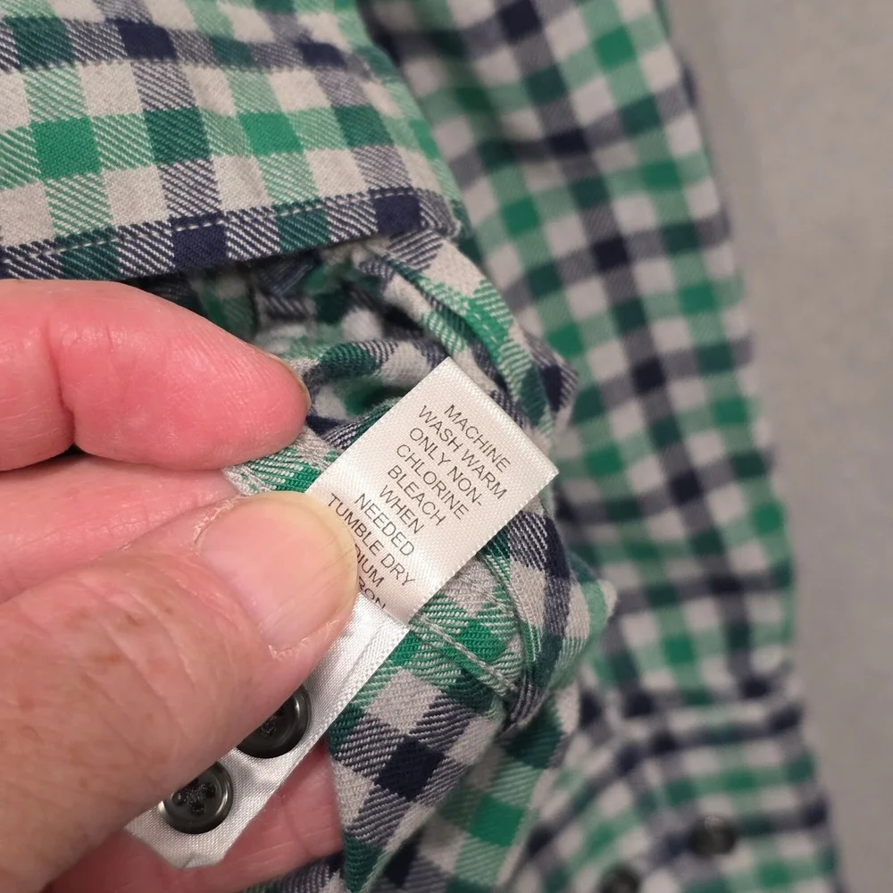 Banana Republc Mens Green Plaid Long Sleeve Button‎ Up Flannel Size XL